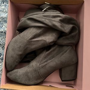 Gray over the knee boots